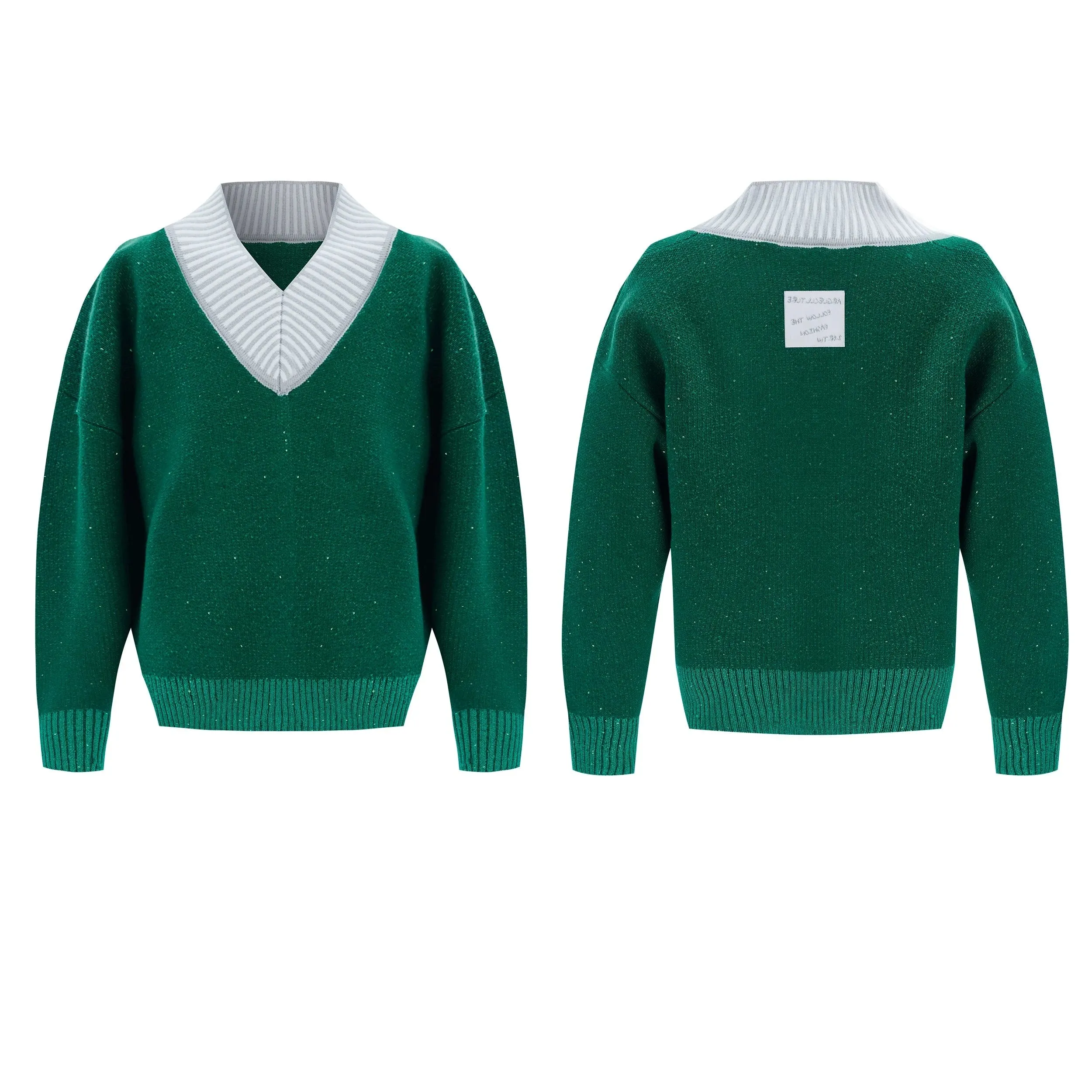 【24s Dec.】Glittery V-neck Textured Sweater