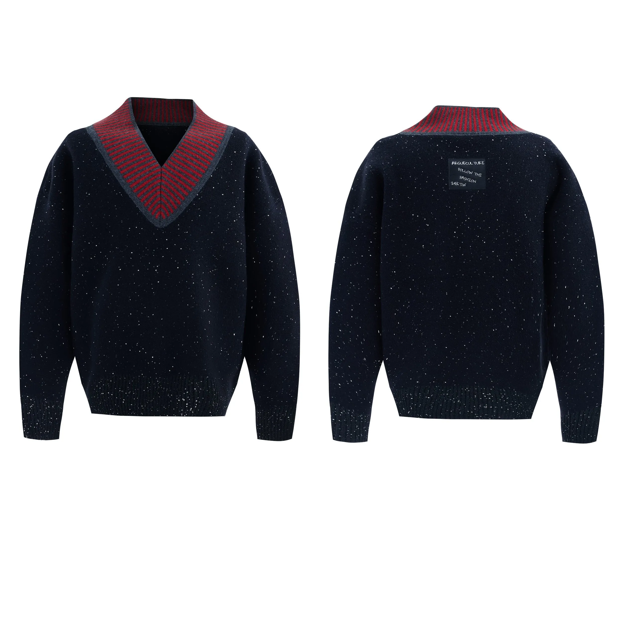 【24s Dec.】Glittery V-neck Textured Sweater