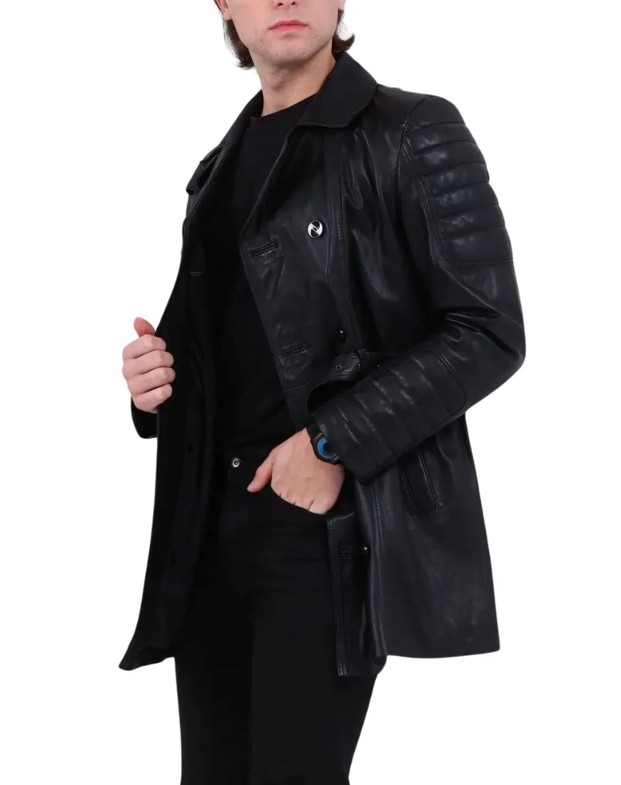 Ares Black Leather Coat