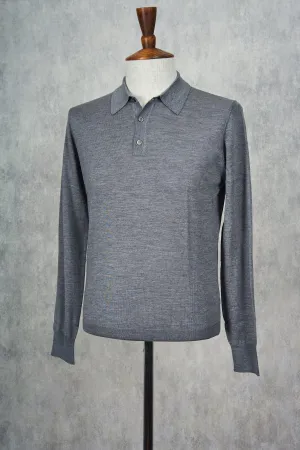 Ascot Chang Grey Extra-Fine Merino Wool Polo