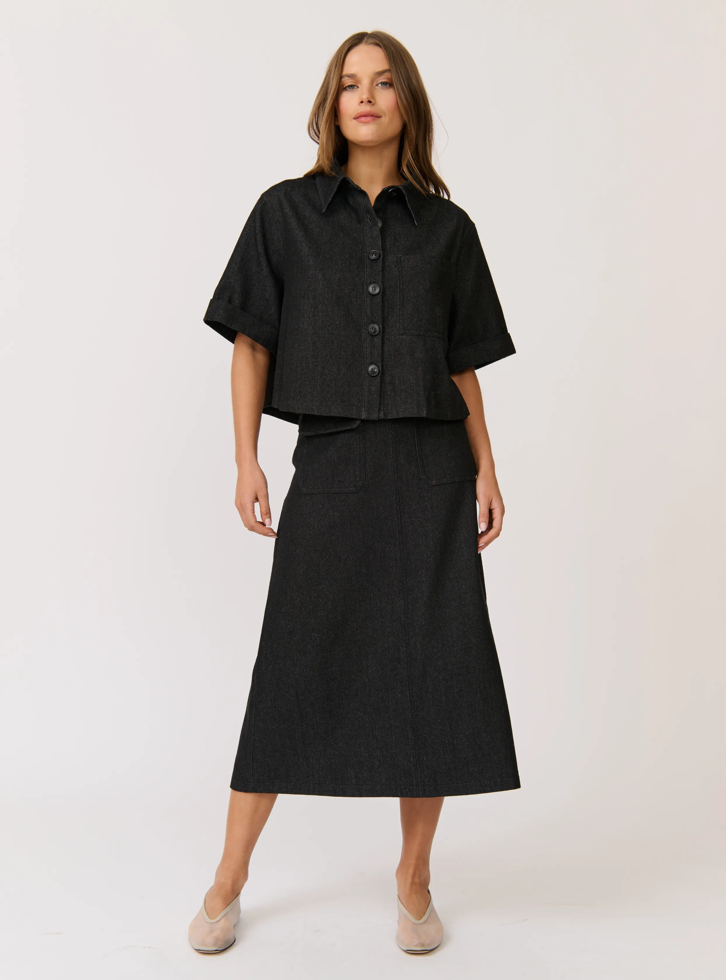 ASTRID SKIRT - Black Denim