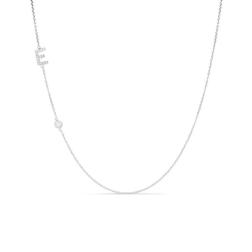 Asymmetrical Initial Necklace With Diamond