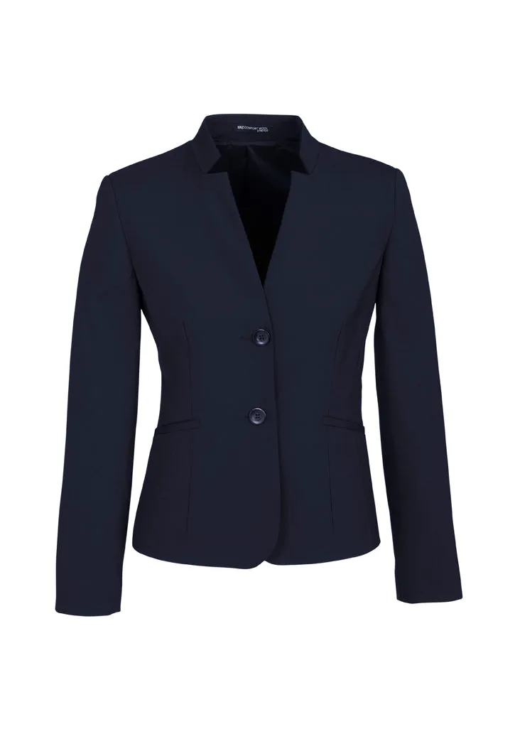 Biz Corporates Womens Comfort Wool Stretch Short Jacket with Reverse Lapel (64013)