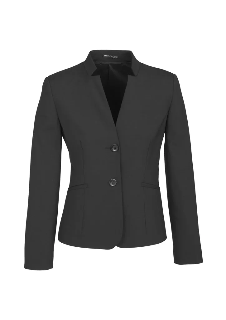 Biz Corporates Womens Comfort Wool Stretch Short Jacket with Reverse Lapel (64013)