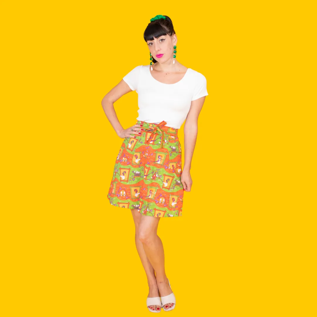 Brownstone Betties A-Line Skirt in Pumpkin & Olive