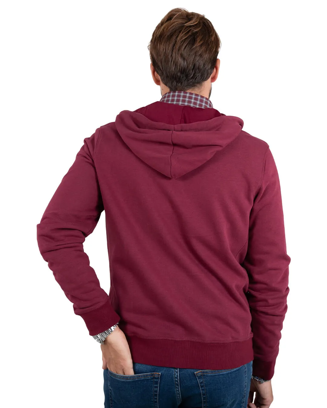 Burgundy Zip Through Hoodie