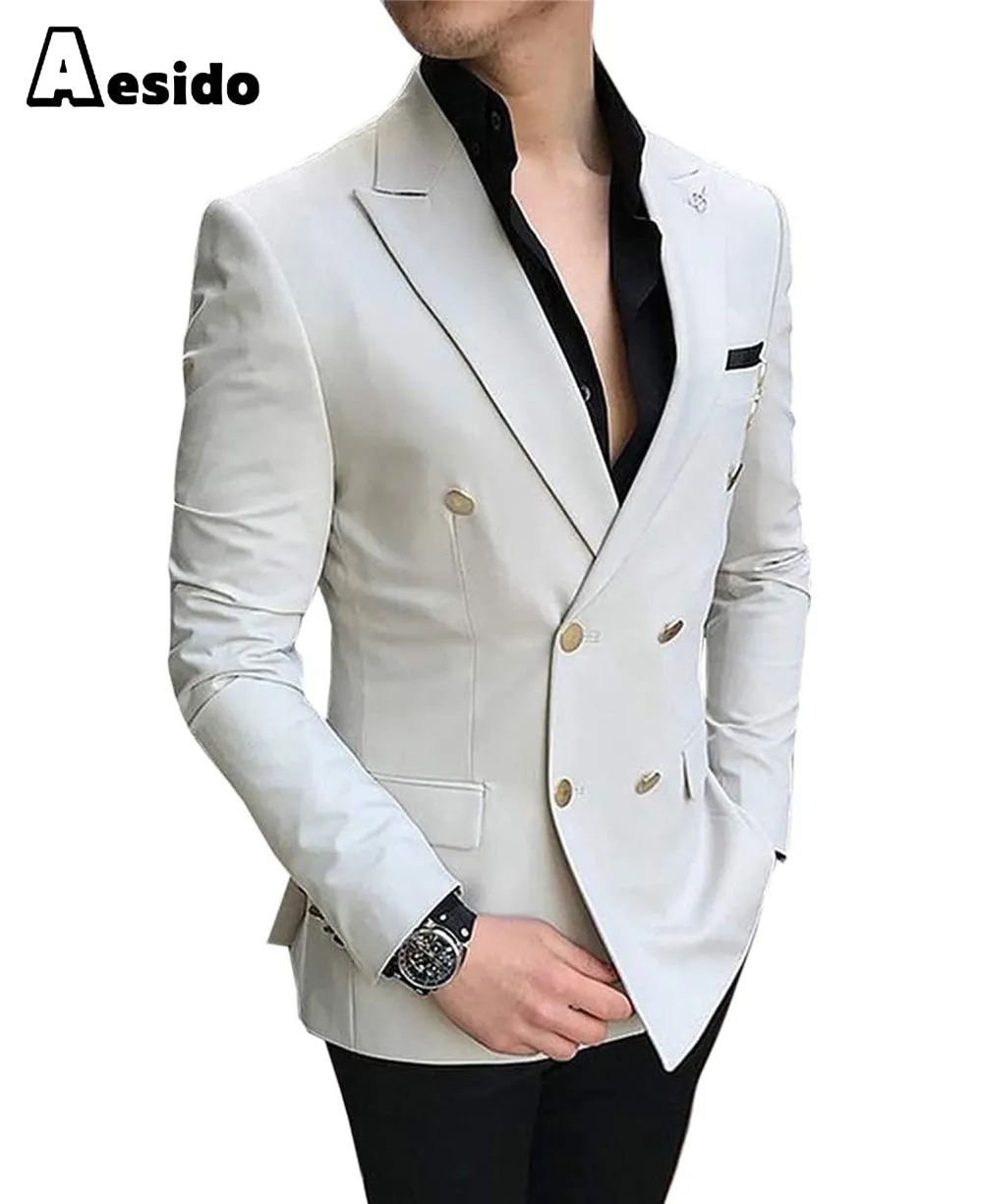 Business Men's Slim Fit Notched Lapel Flat Blazer