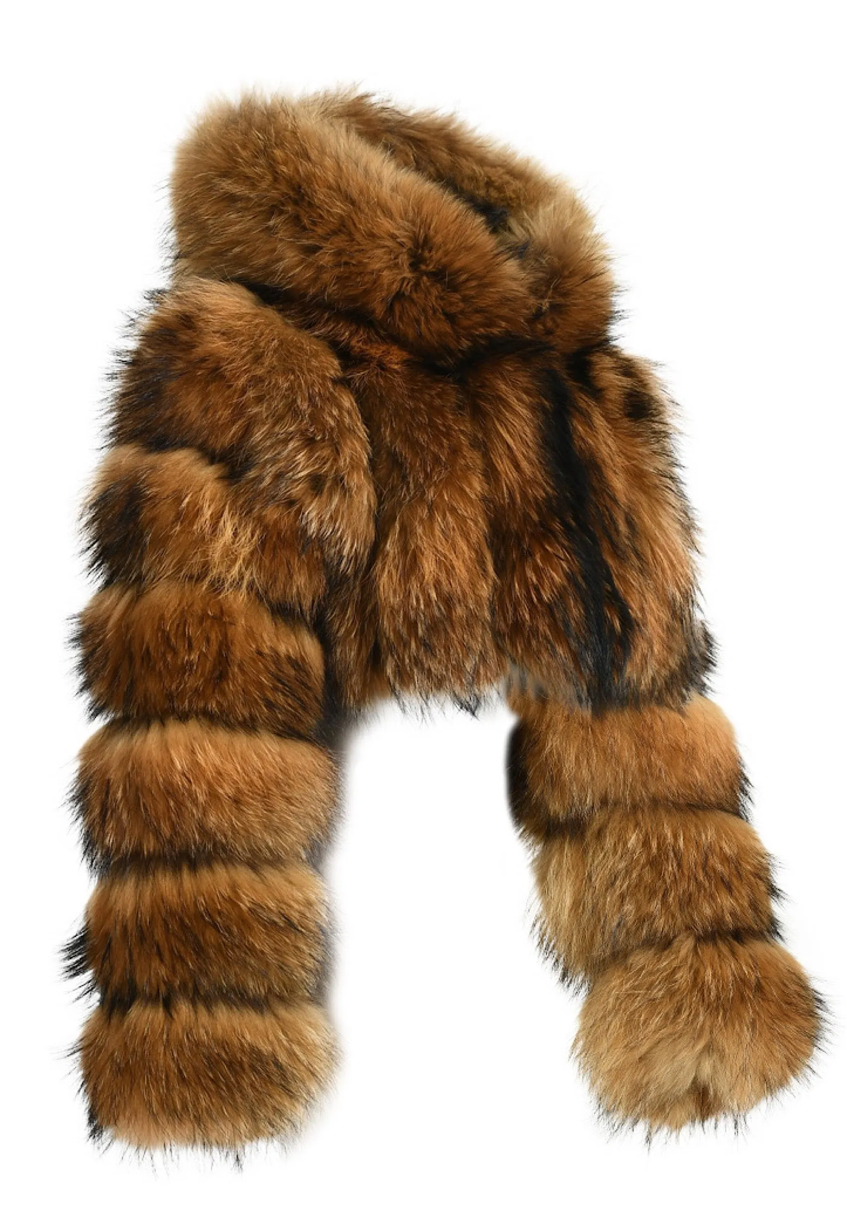 CARLINA Raccoon Hooded Fur Coat