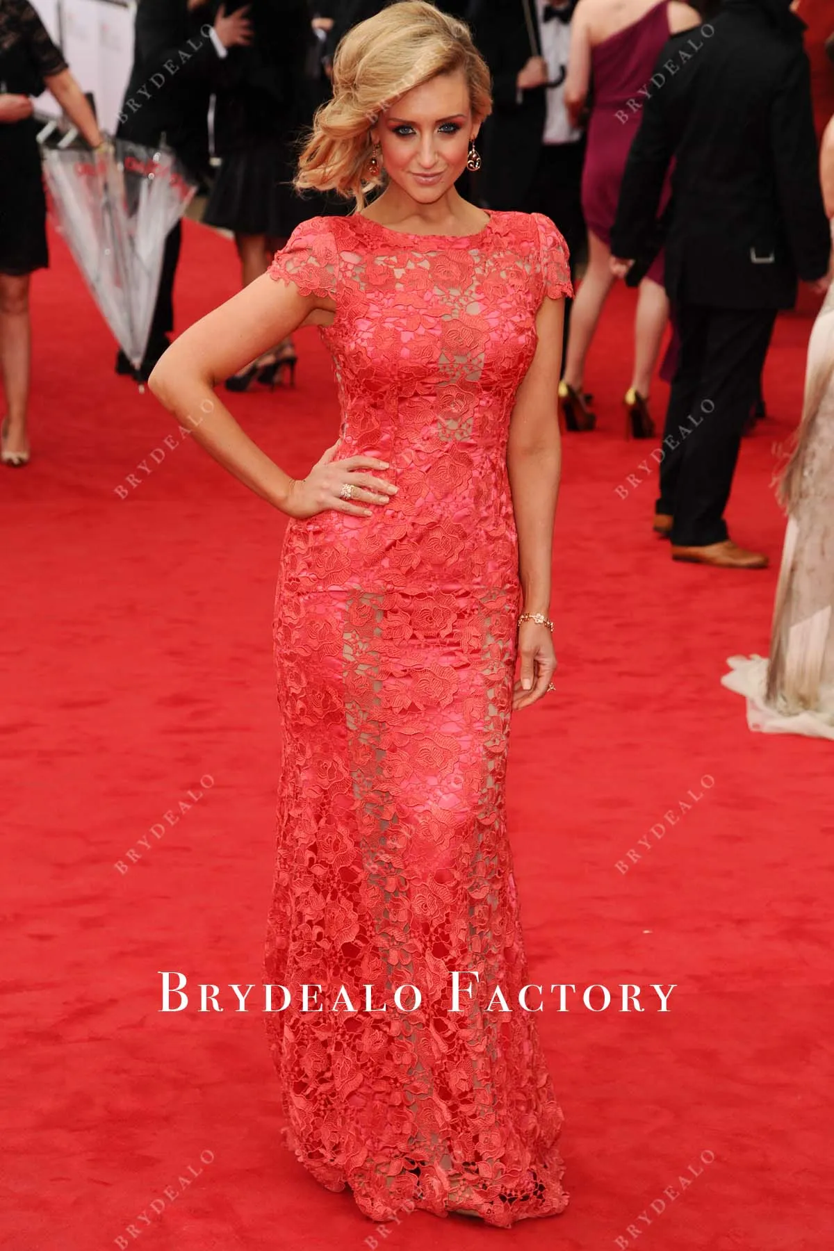 Catherine Tyldesley Lace Red Carpet Dress TV BAFTA Awards 2013