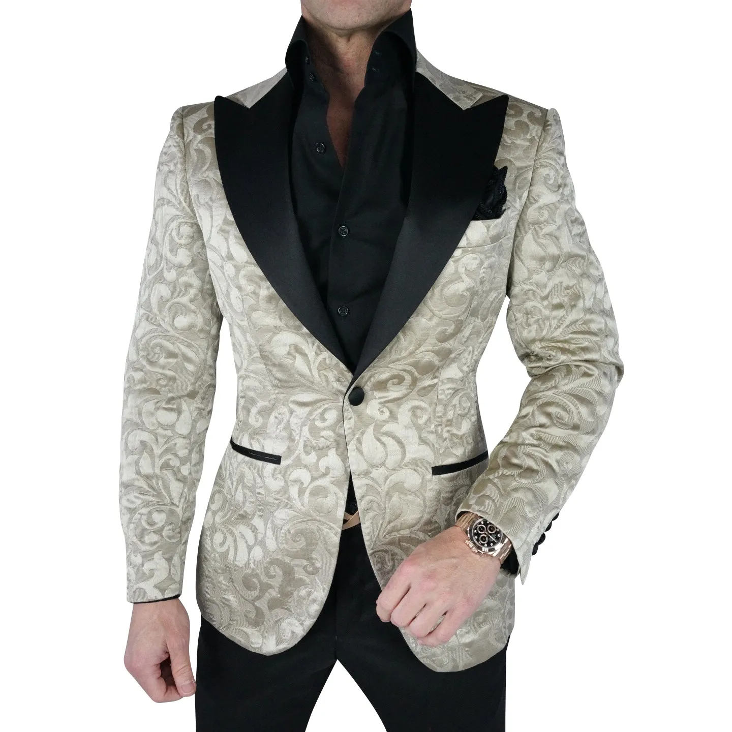 Champagne Oro and Black Paisley Jacket