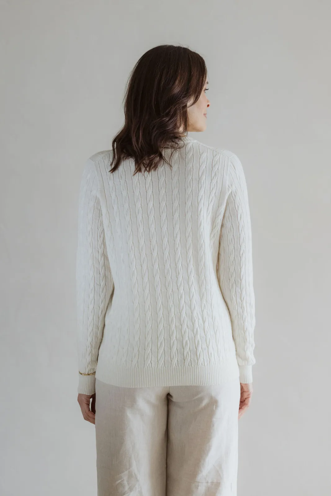 Classic Cable Merino Jersey - Natural