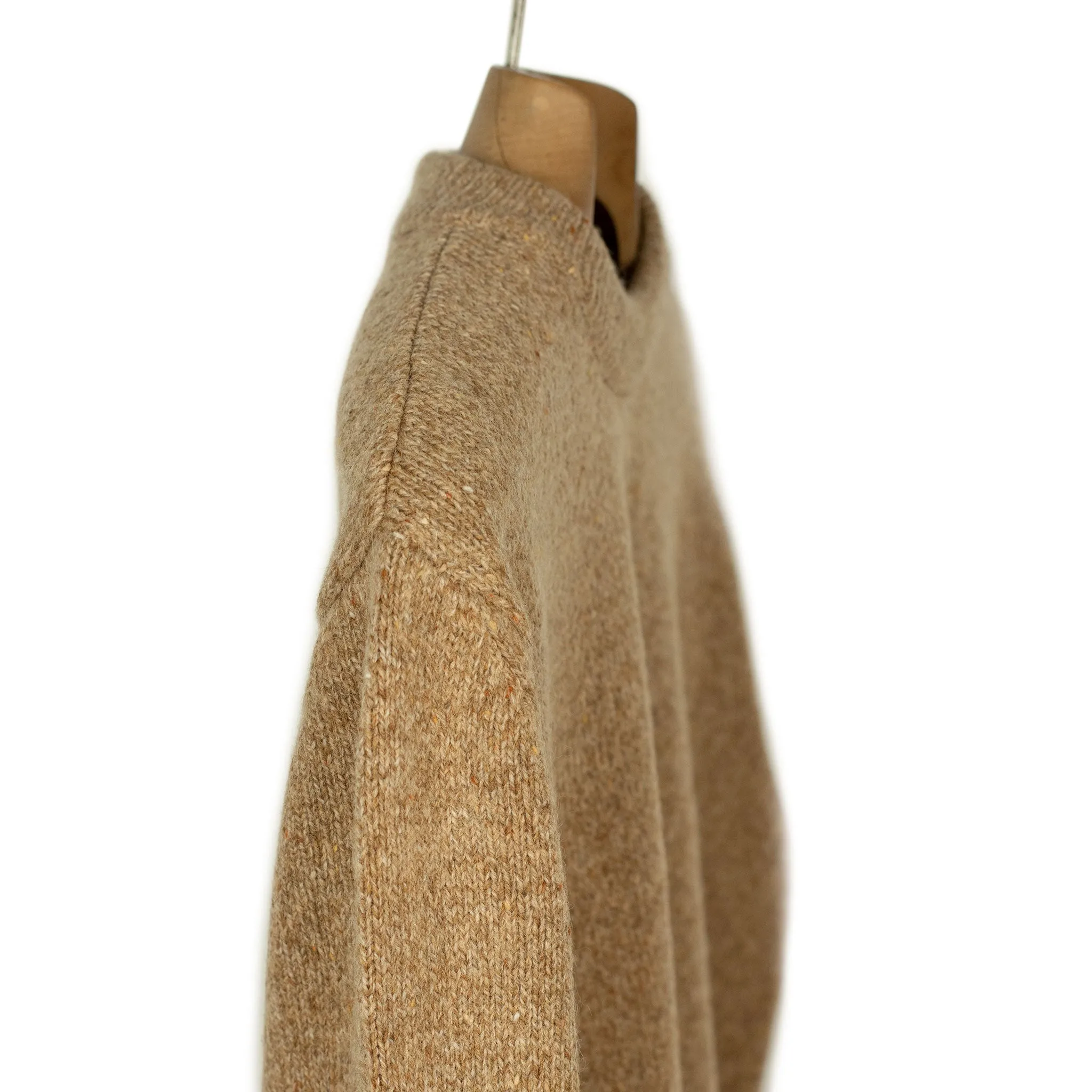 Crewneck sweater in camel color merino wool and alpaca mix (restock)