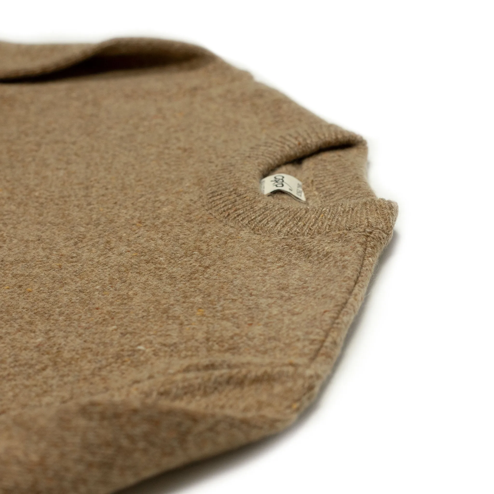 Crewneck sweater in camel color merino wool and alpaca mix (restock)