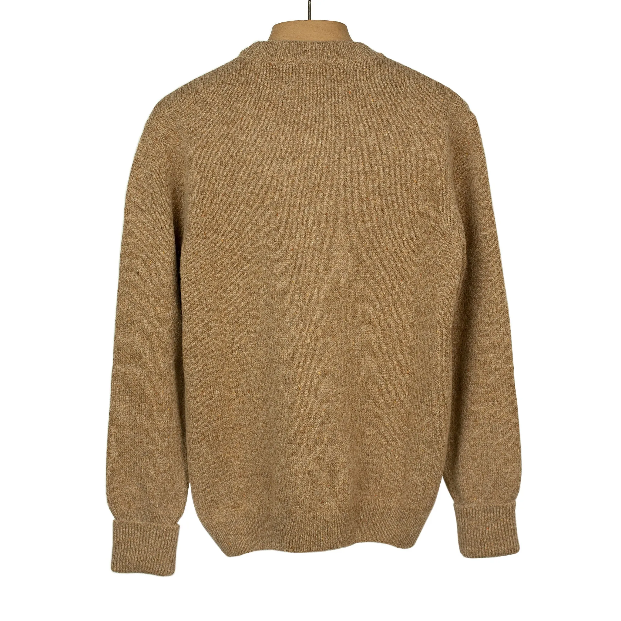 Crewneck sweater in camel color merino wool and alpaca mix (restock)