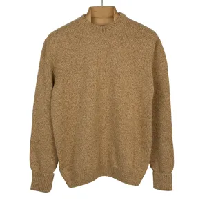 Crewneck sweater in camel color merino wool and alpaca mix (restock)