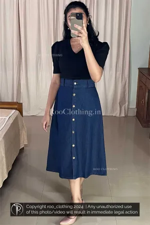 Dark Blue Denim Skirt Only