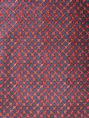 Deep Indigo Red Hand Block Printed Cotton Fabric Per Meter - F001F1881