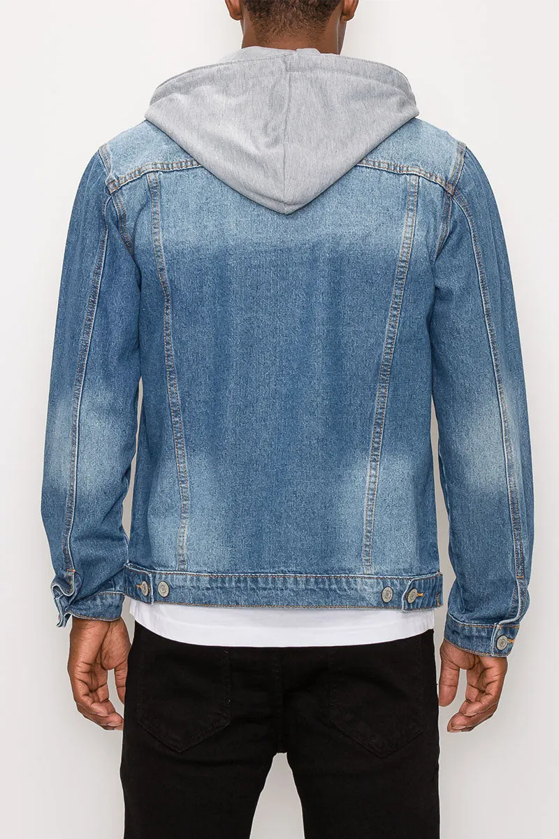 Detachable Hood Denim Jacket - Indigo