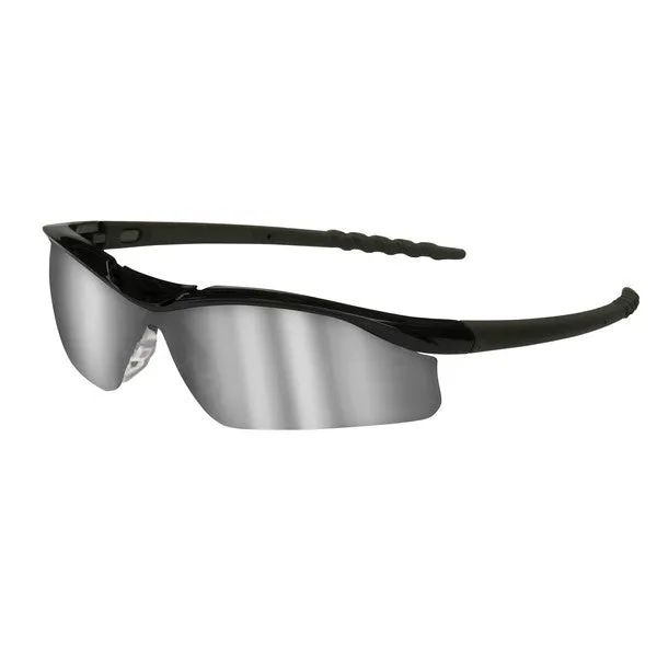 DL117 MCR Safety DL1 Series Safety Glasses, Silver Mirror Lens, TPR Black Temple