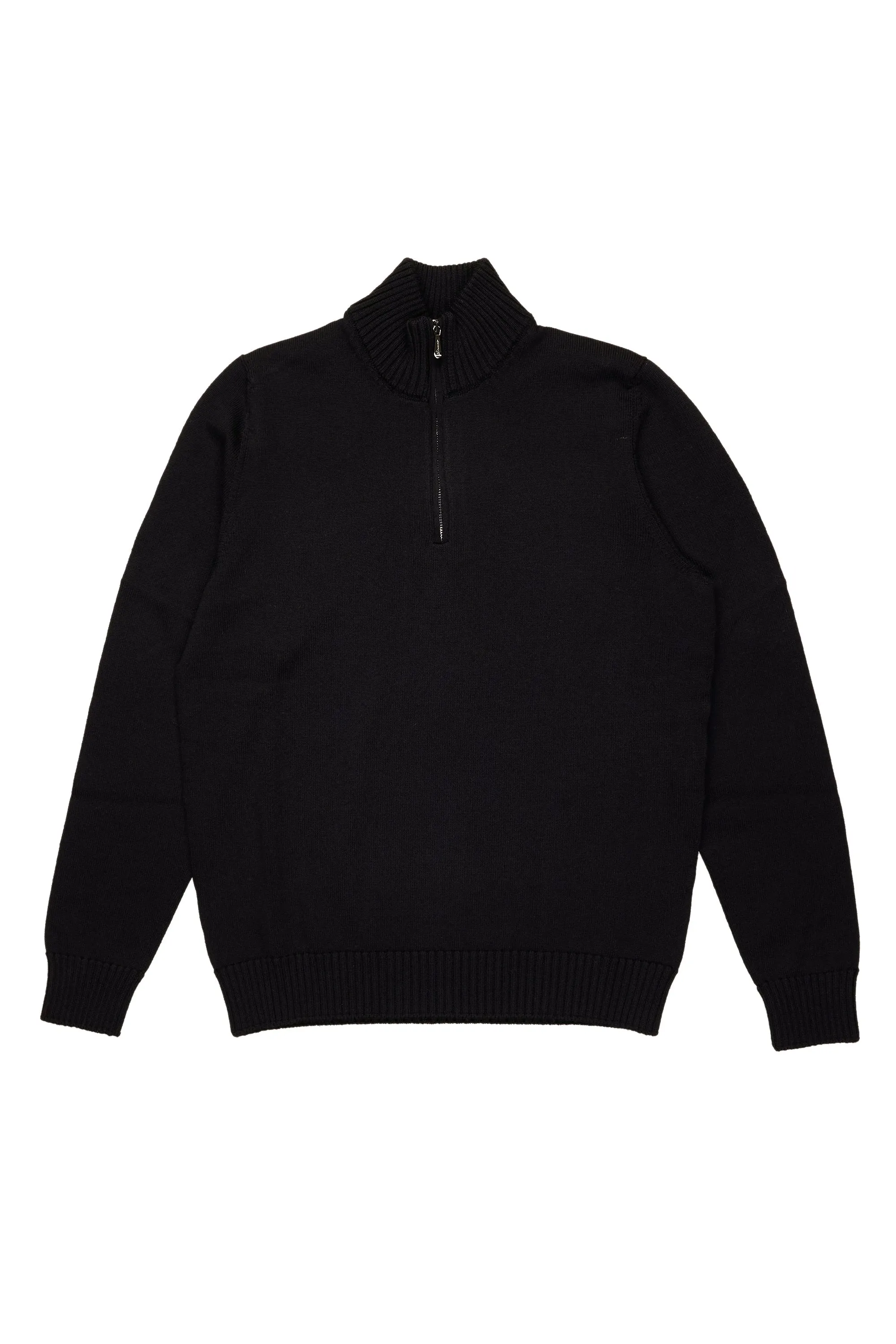 Drumohr Nero Quarter Zip Shaved Tube Merino Wool Sweater