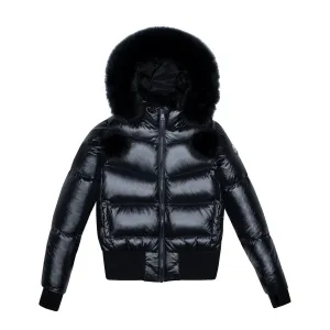 Ellabee Black With Black Racoon Fur Pom Pom Sylvia Coat