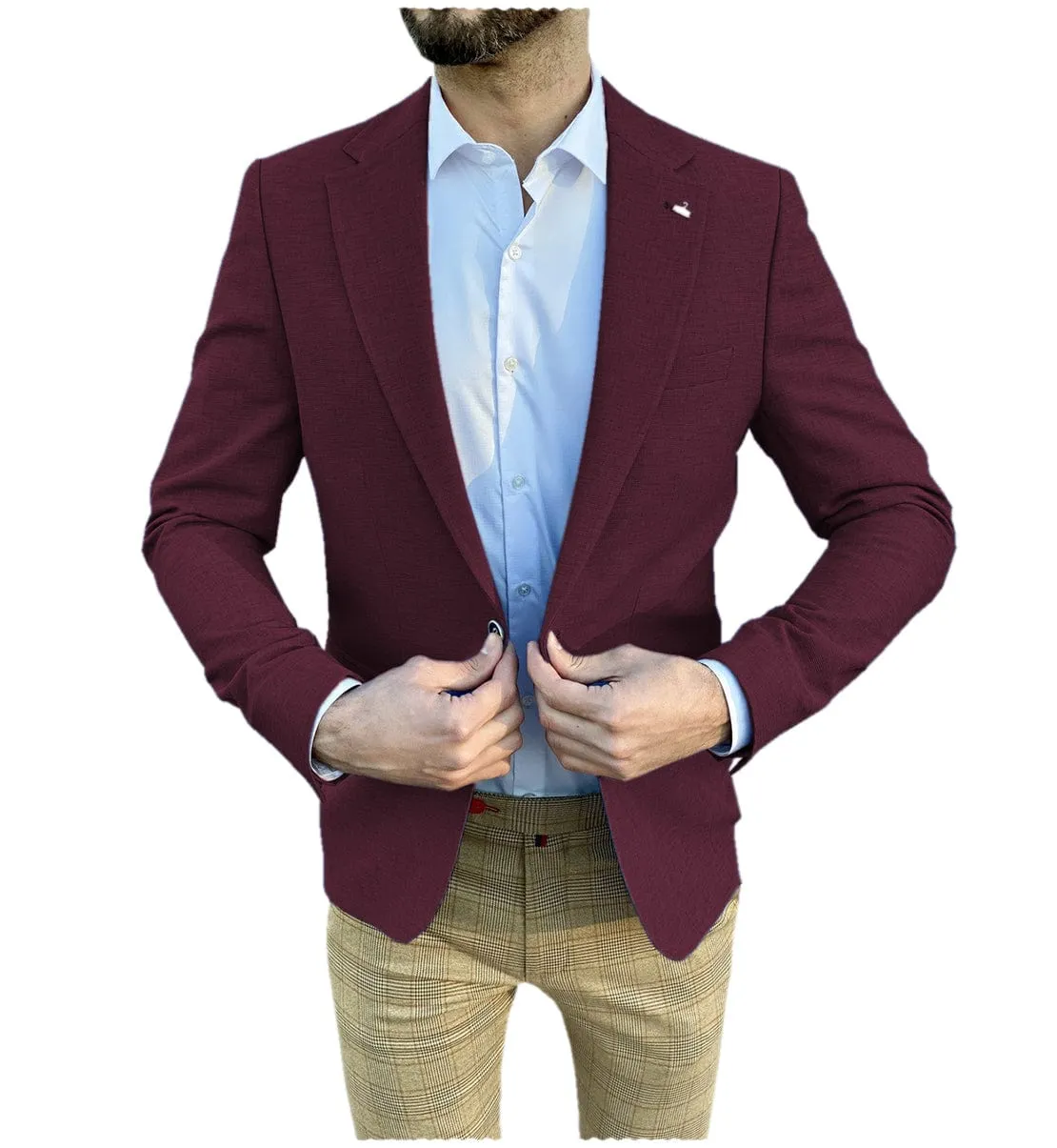 Flat Leisure Men's Suit Notch Lapel Blazer