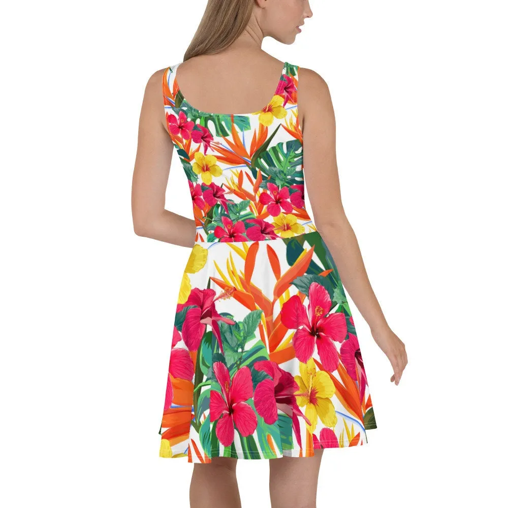 Floral Bird of Paradise Skater Dress