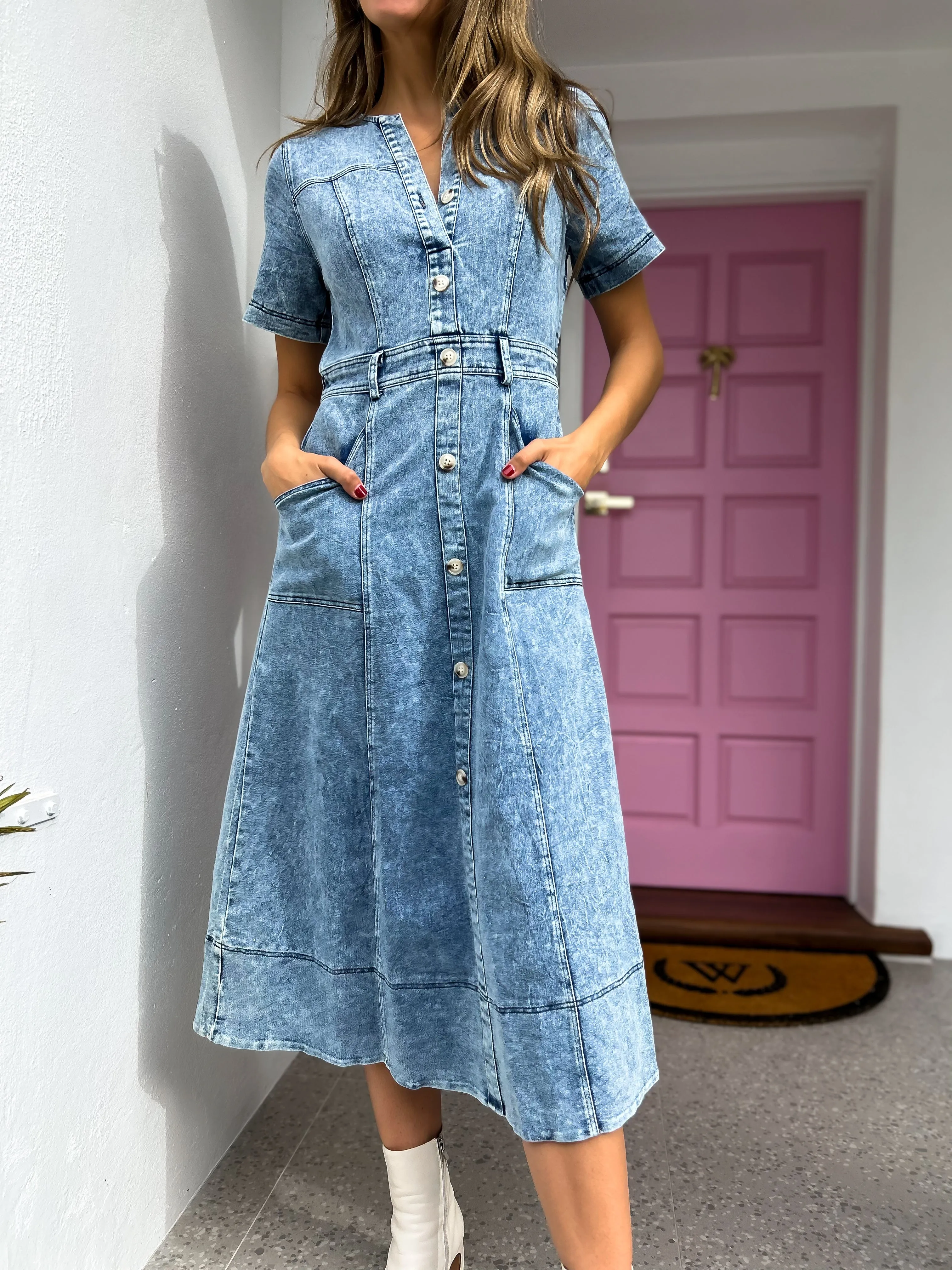 GEORGIE Denim Midi Dress