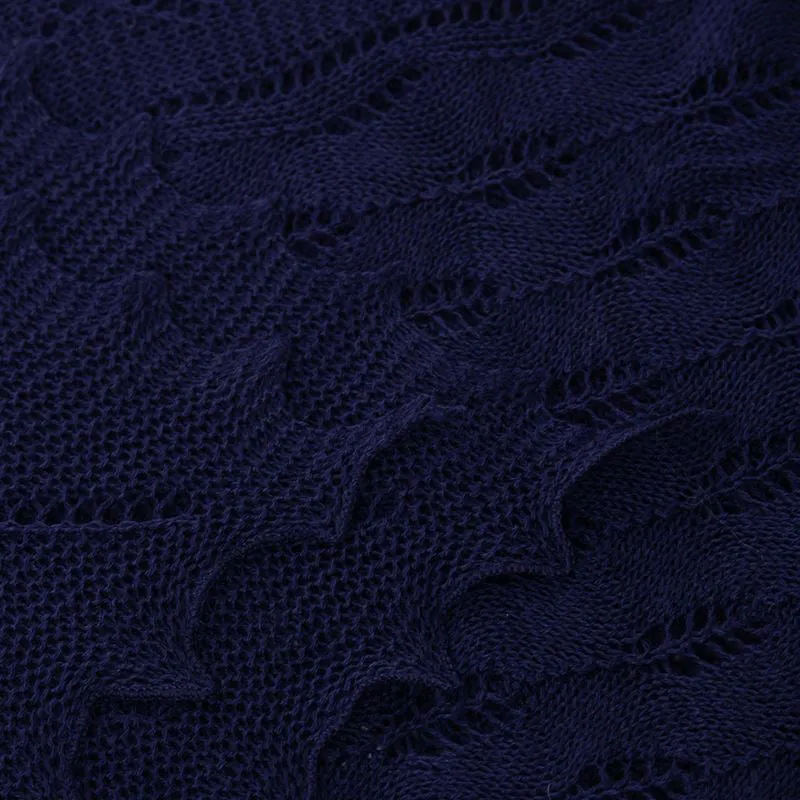 G.H.Hurt & Son Classic Shetland Style Merino Wool Shawl - Navy