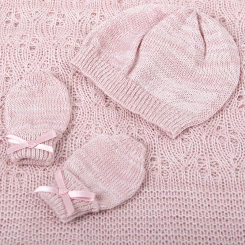 G.H.Hurt & Son Kitten Paw Wool Baby Gift Set - Pink Marl