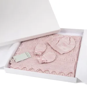 G.H.Hurt & Son Kitten Paw Wool Baby Gift Set - Pink Marl