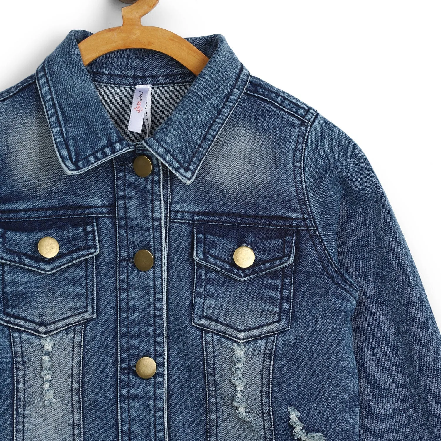 Girl's Distress Denim Jacket - StyleStone Kid