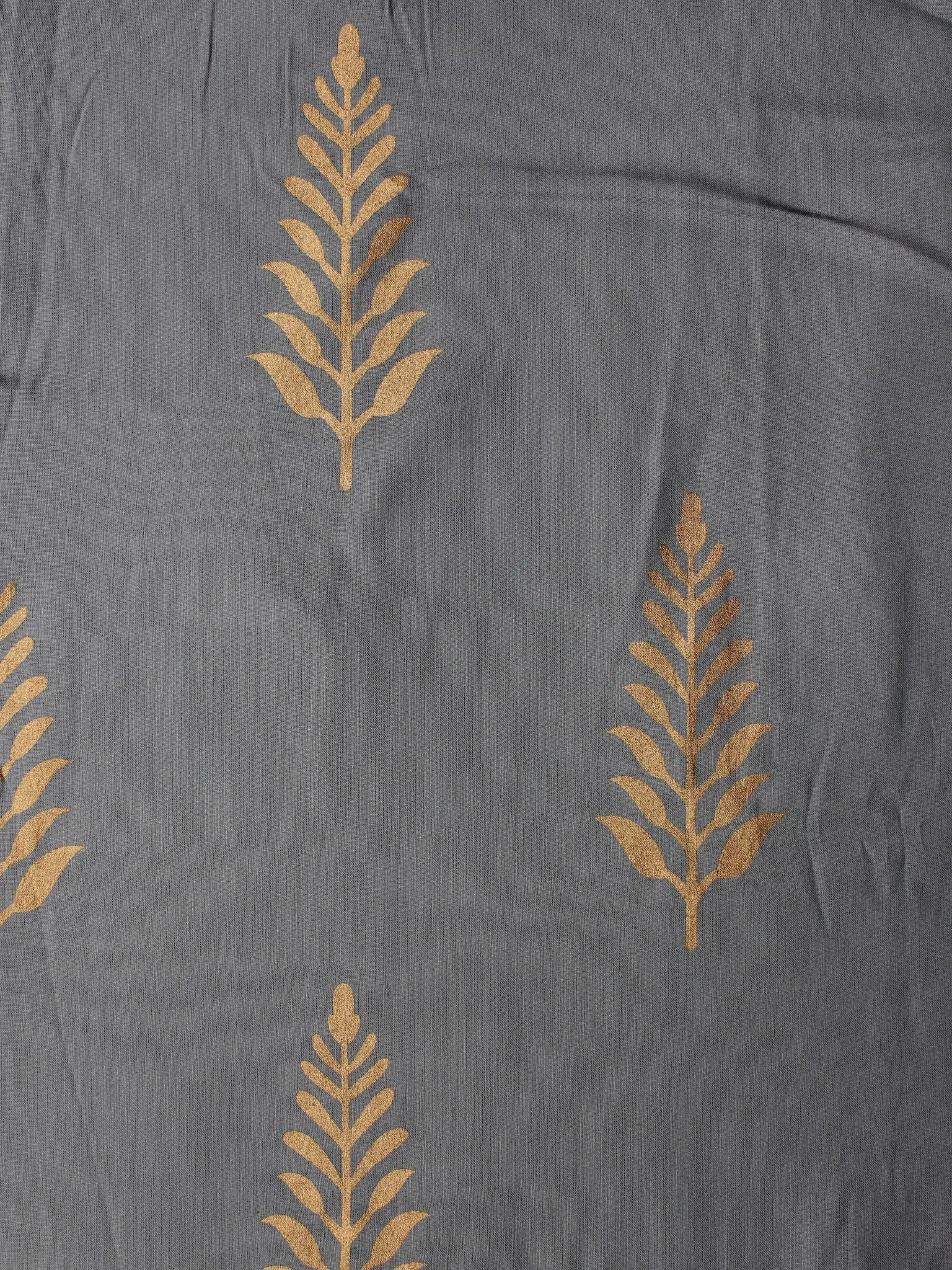 Grey Gold Hand Block Printed Cotton Fabric Per Meter - F001F1999