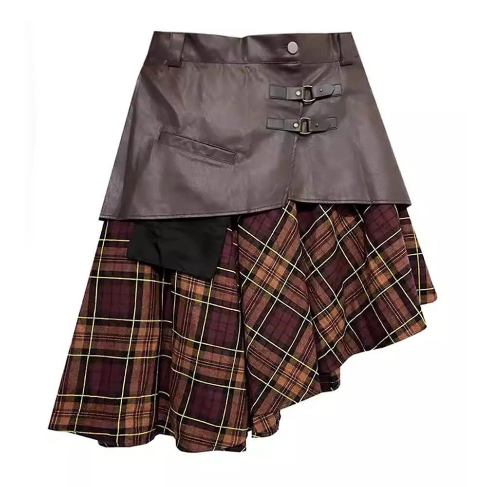 Grunge Asymmetrical Plaid Skirt