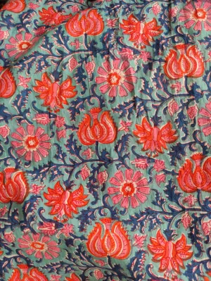 Hand Block Printed Cotton Fabric Per Meter - F001F2679