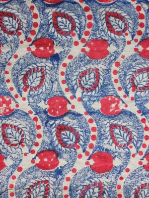 Indigo Pink Beige Hand Block Printed Cotton Fabric Per Meter - F001F1379