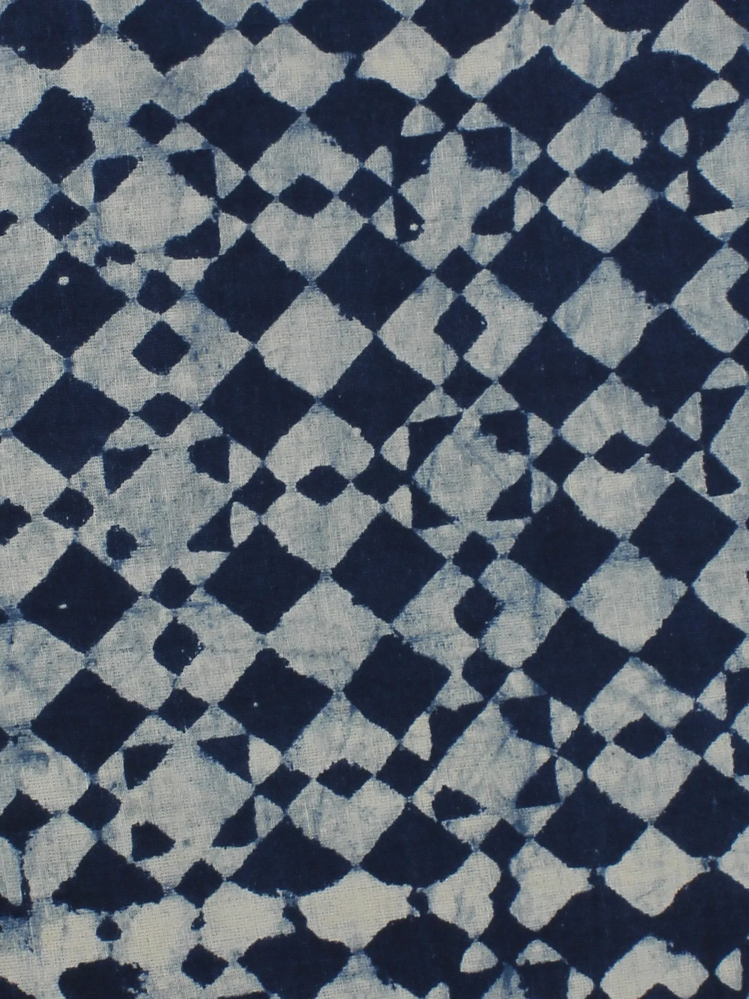 Indigo White Hand Block Printed Cotton Cambric Fabric Per Meter - F0916010