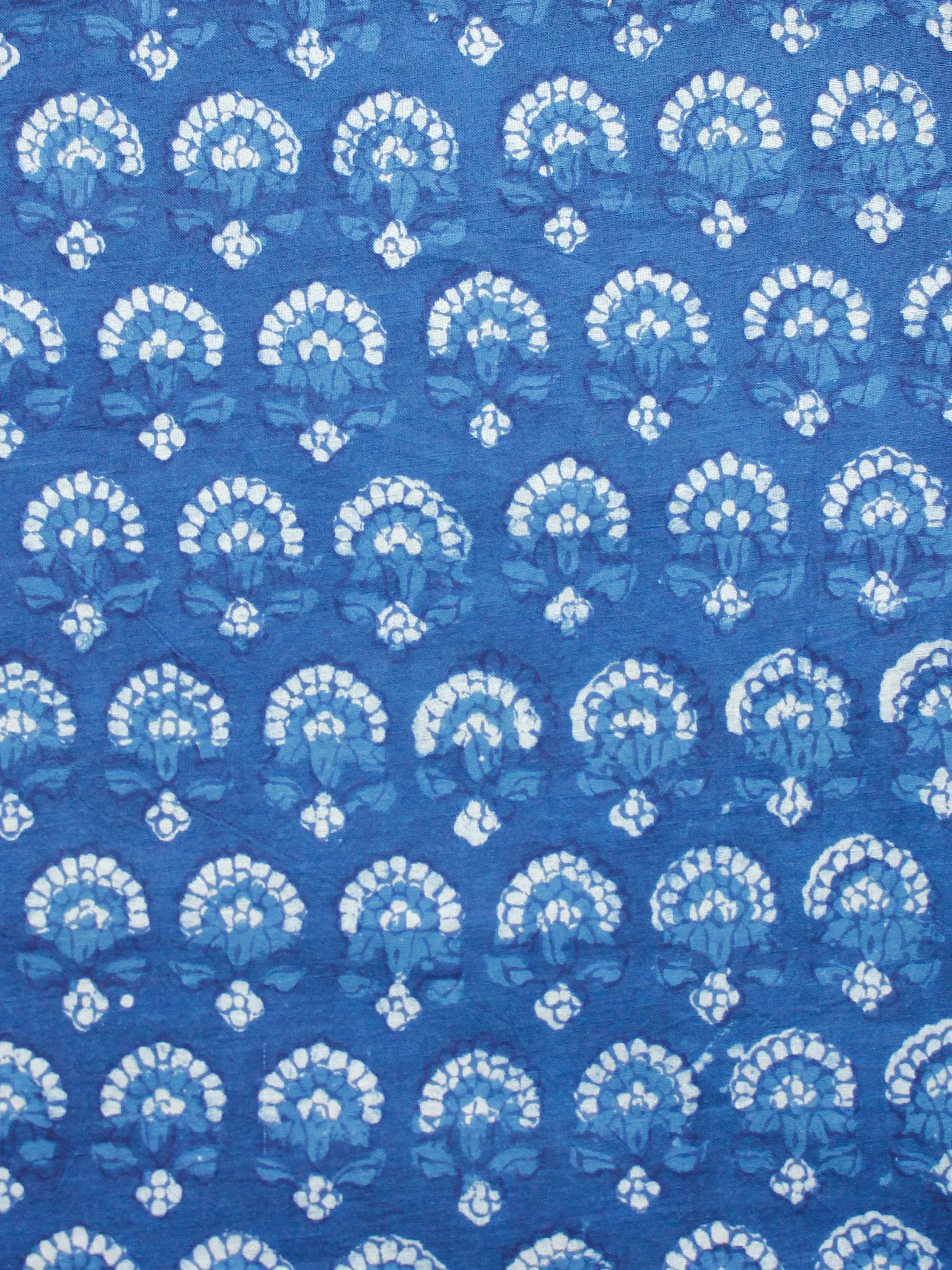 Indigo White Hand Block Printed Cotton Fabric Per Meter - F001F1726