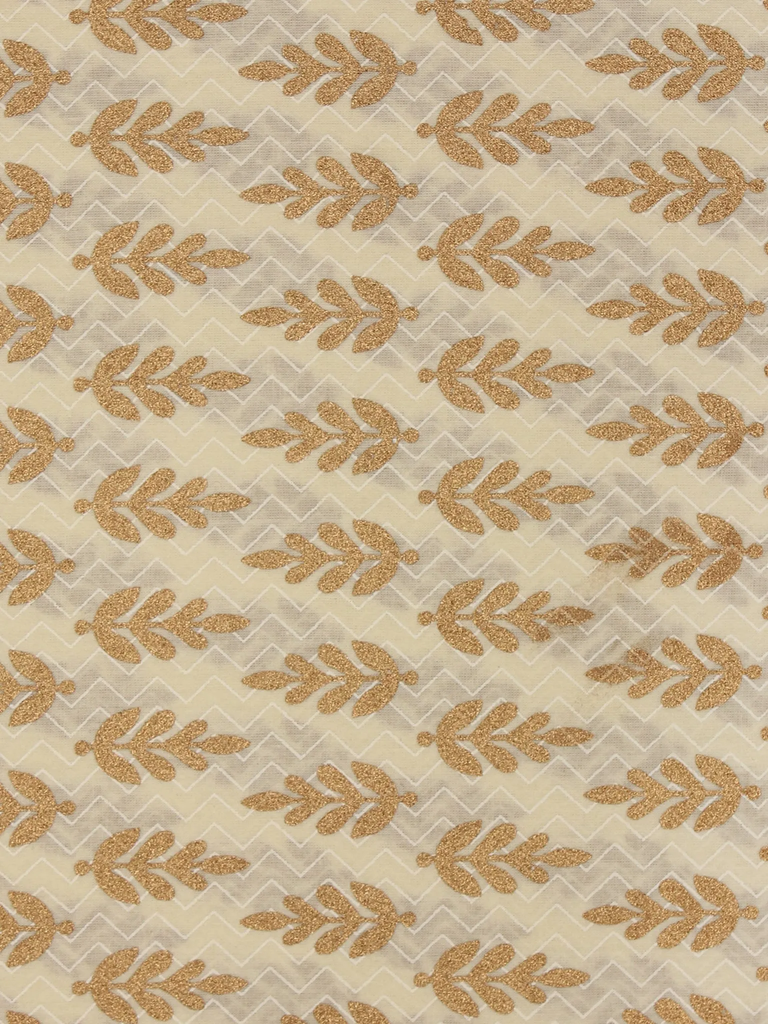 Ivory Gold Hand Block Printed Cotton Fabric Per Meter - F001F2026