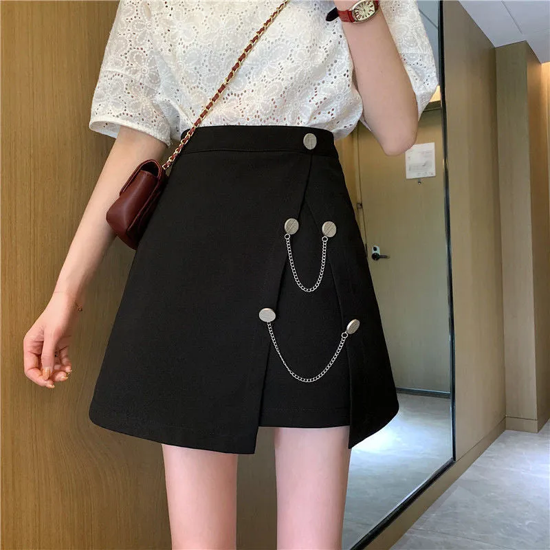 KittenAlarm - High Waist A-Line Style Chains Skirt