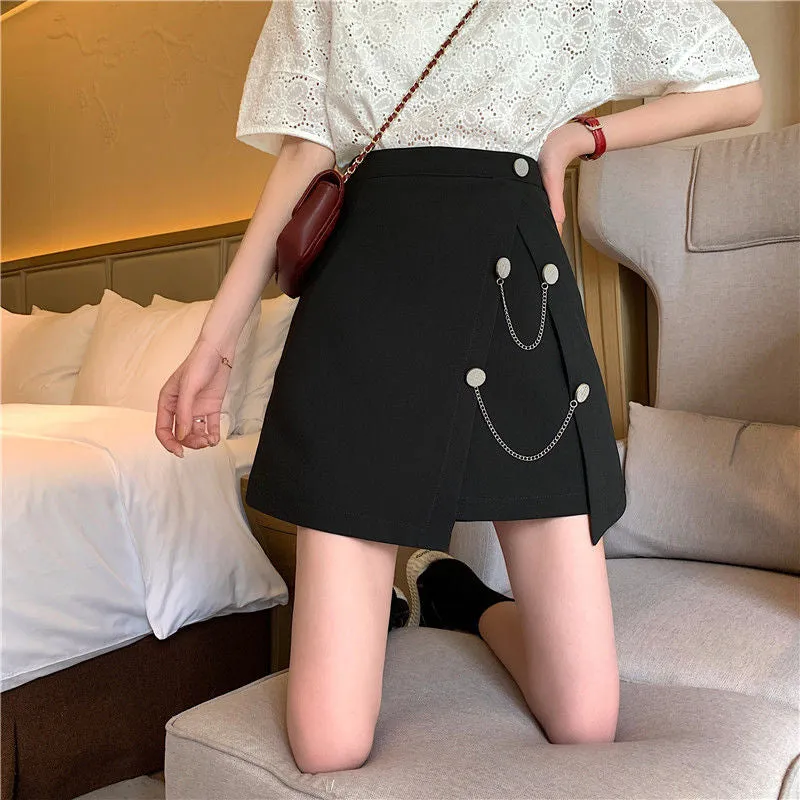 KittenAlarm - High Waist A-Line Style Chains Skirt