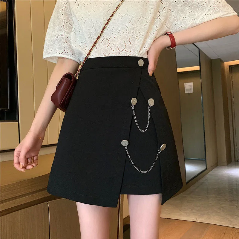 KittenAlarm - High Waist A-Line Style Chains Skirt