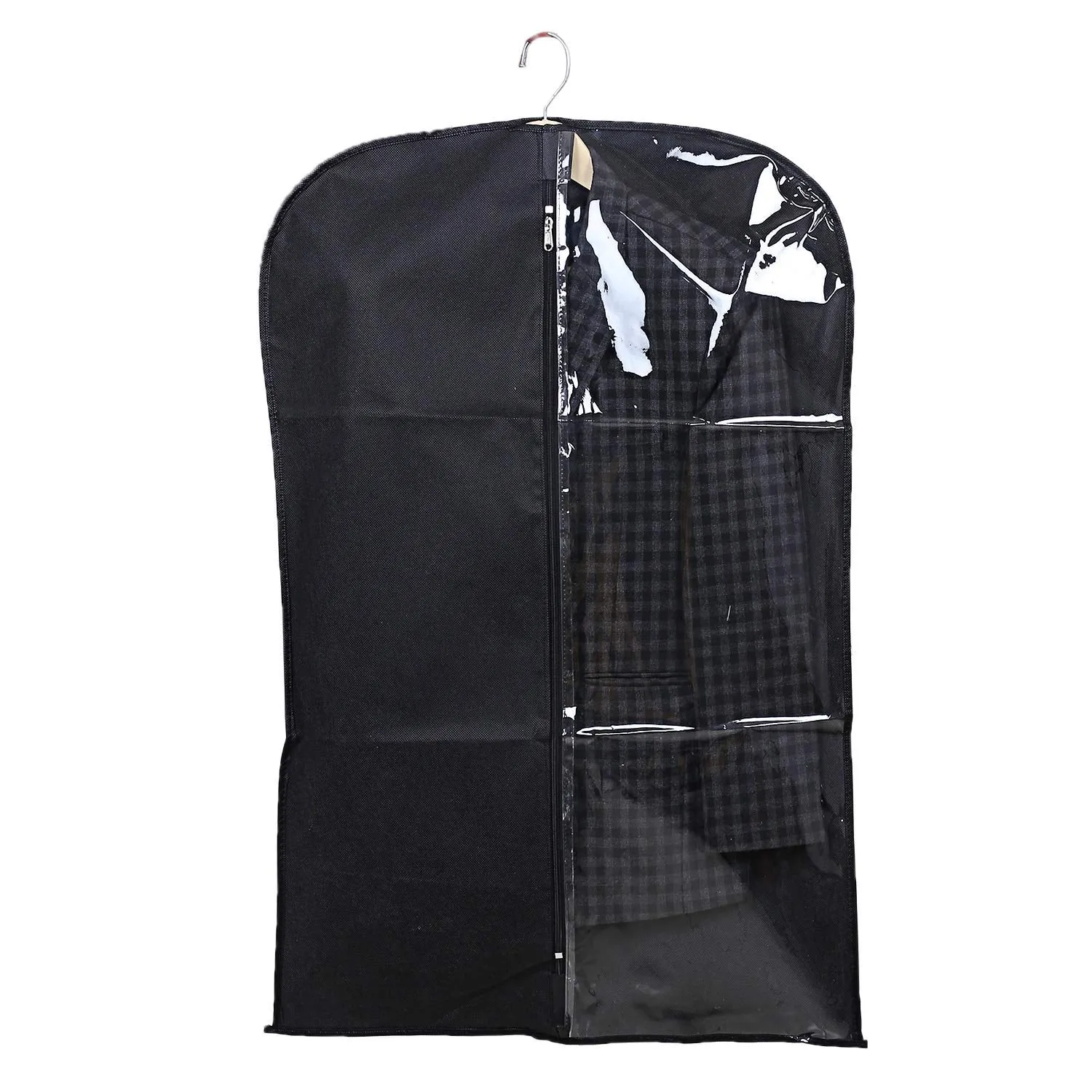 Kuber Industries 4 Pieces Half Transparent Non Woven Men's Coat Blazer Suit Cover (Grey & Black) -CTKTC41511