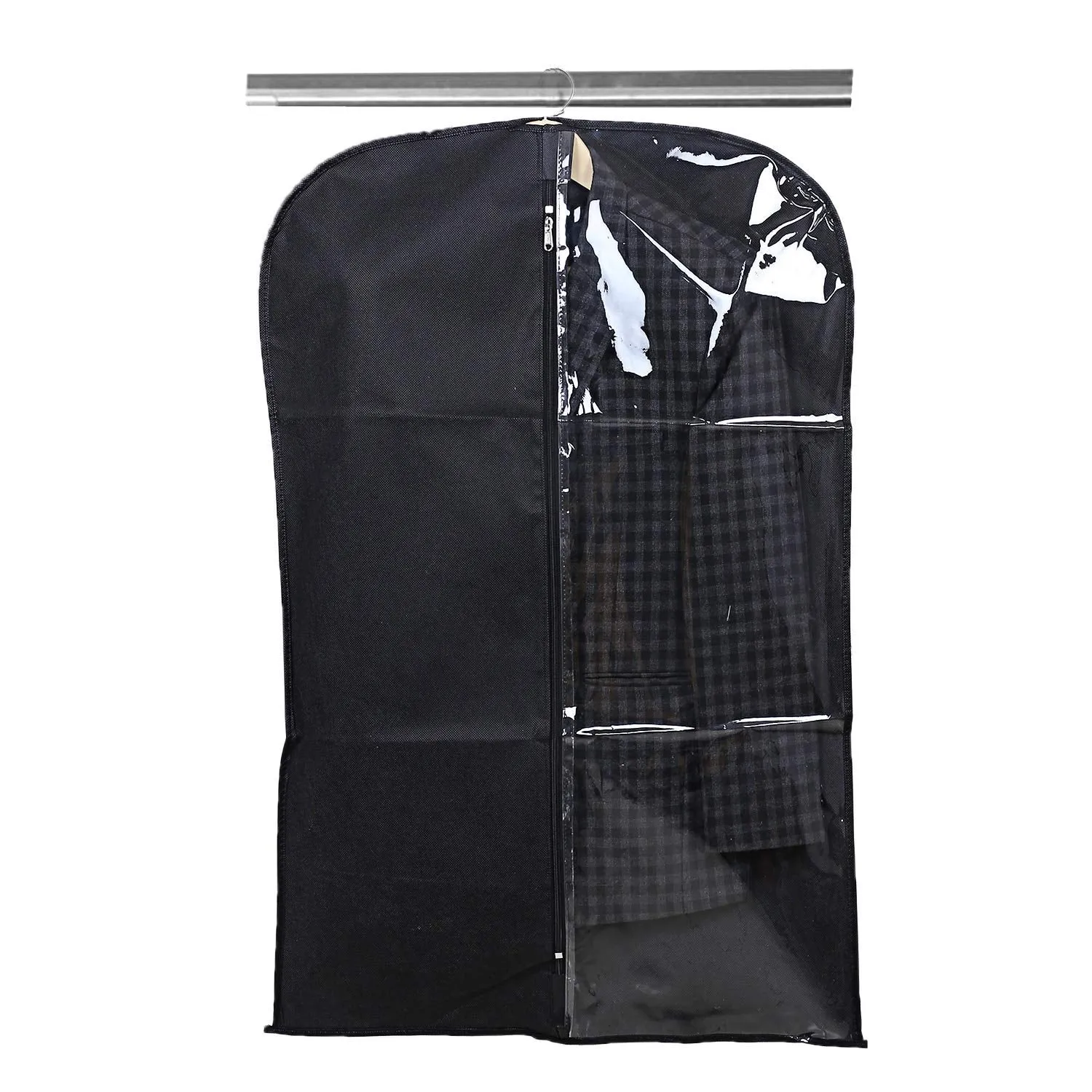 Kuber Industries 6 Pieces Half Transparent Non Woven Men's Coat Blazer Suit Cover (Grey & Black) -CTKTC041540