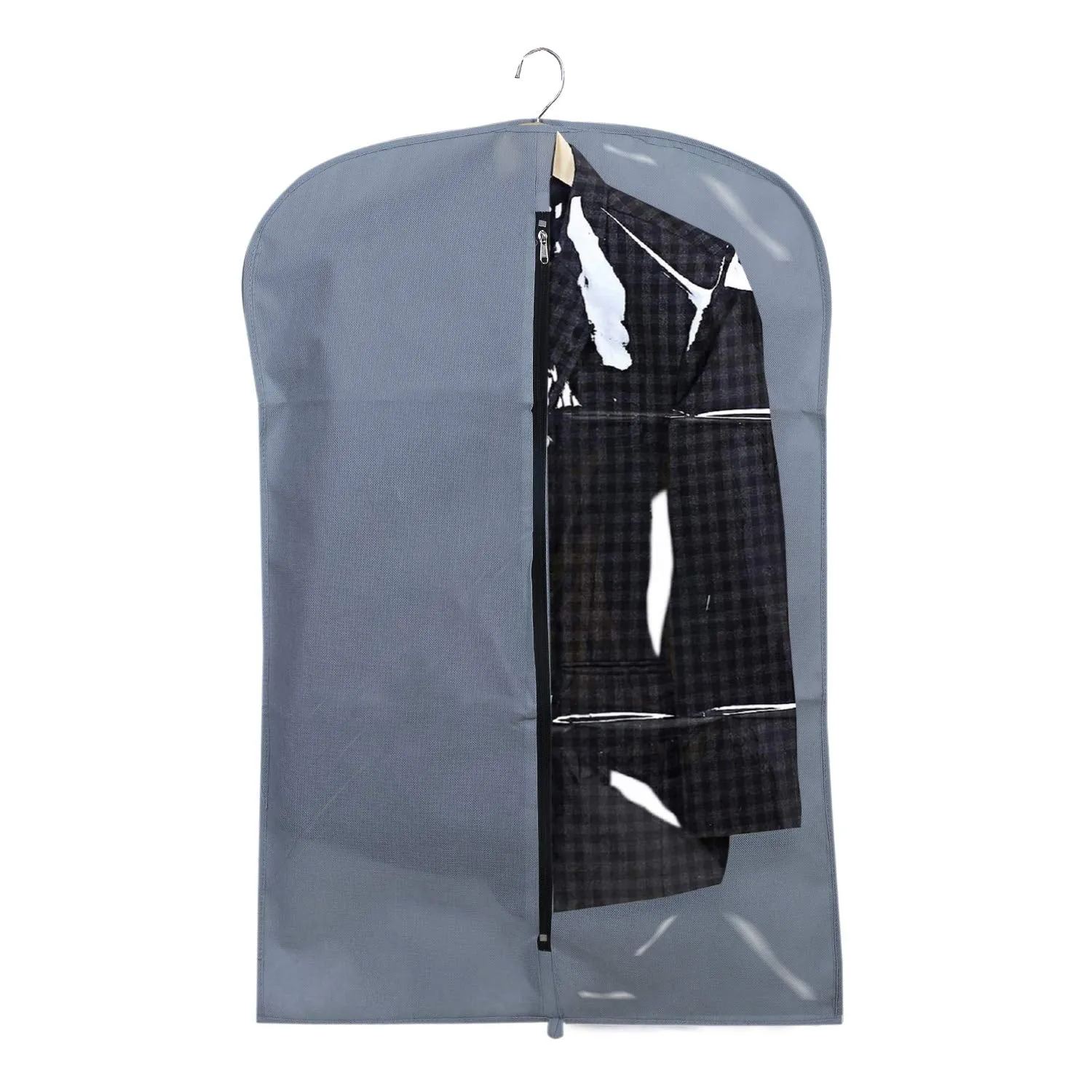 Kuber Industries 6 Pieces Half Transparent Non Woven Men's Coat Blazer Suit Cover (Grey & Black) -CTKTC041540