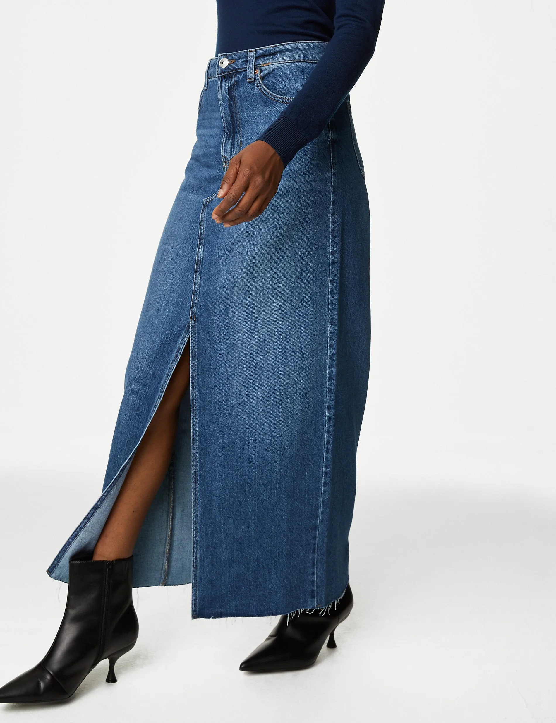 Marks & Spencer denim long skirt with front slit