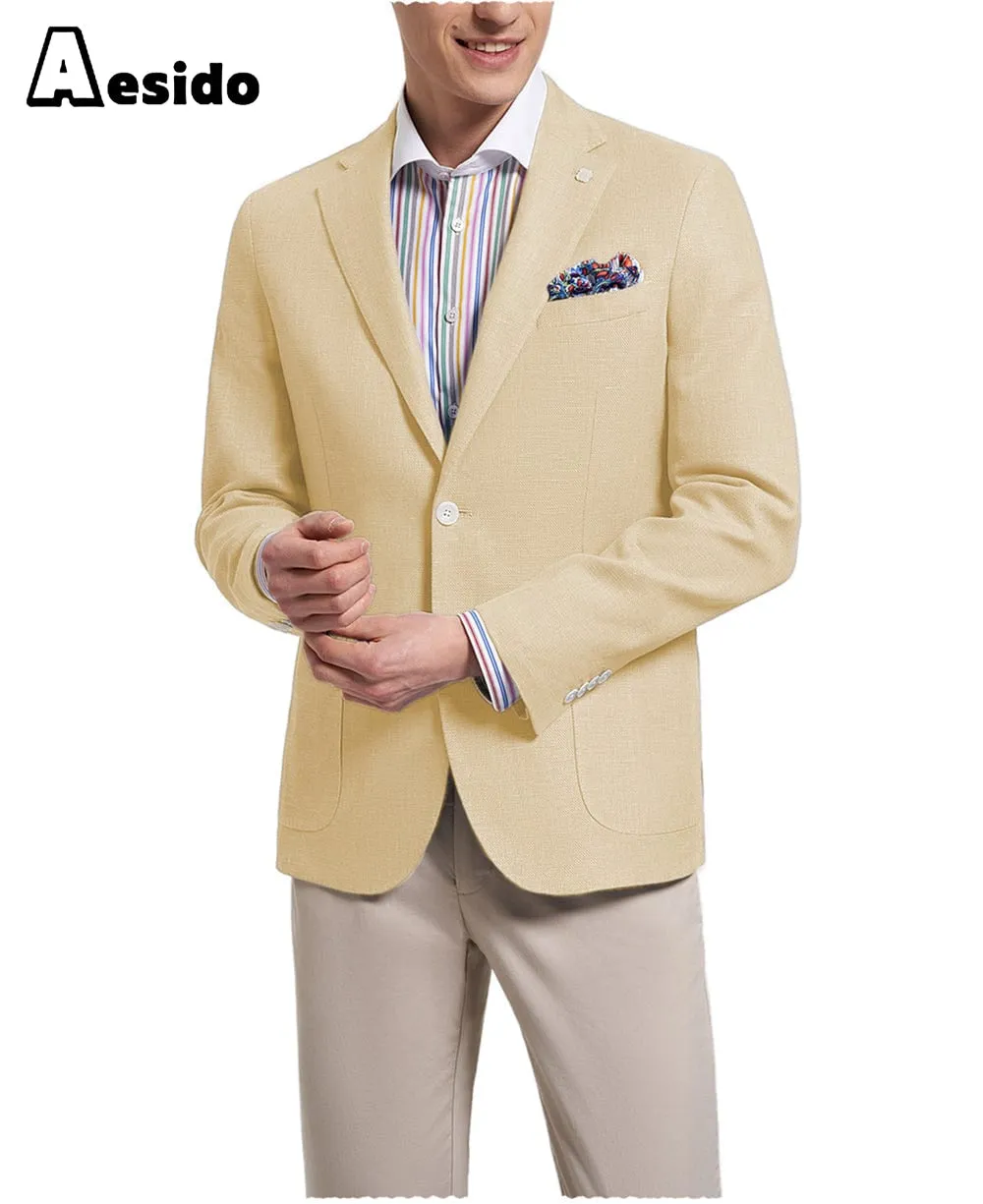 Men Double Button Notch Lapel Blazer