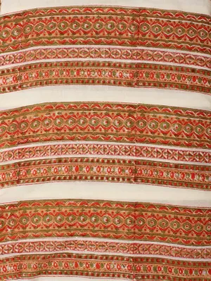 Mustard Green Red Hand Block Printed Cotton Fabric Per Meter - F001F2279