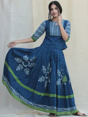 Naaz Rukshaar - Hand Block Printed Long Top And Skirt Dress - DS79F001