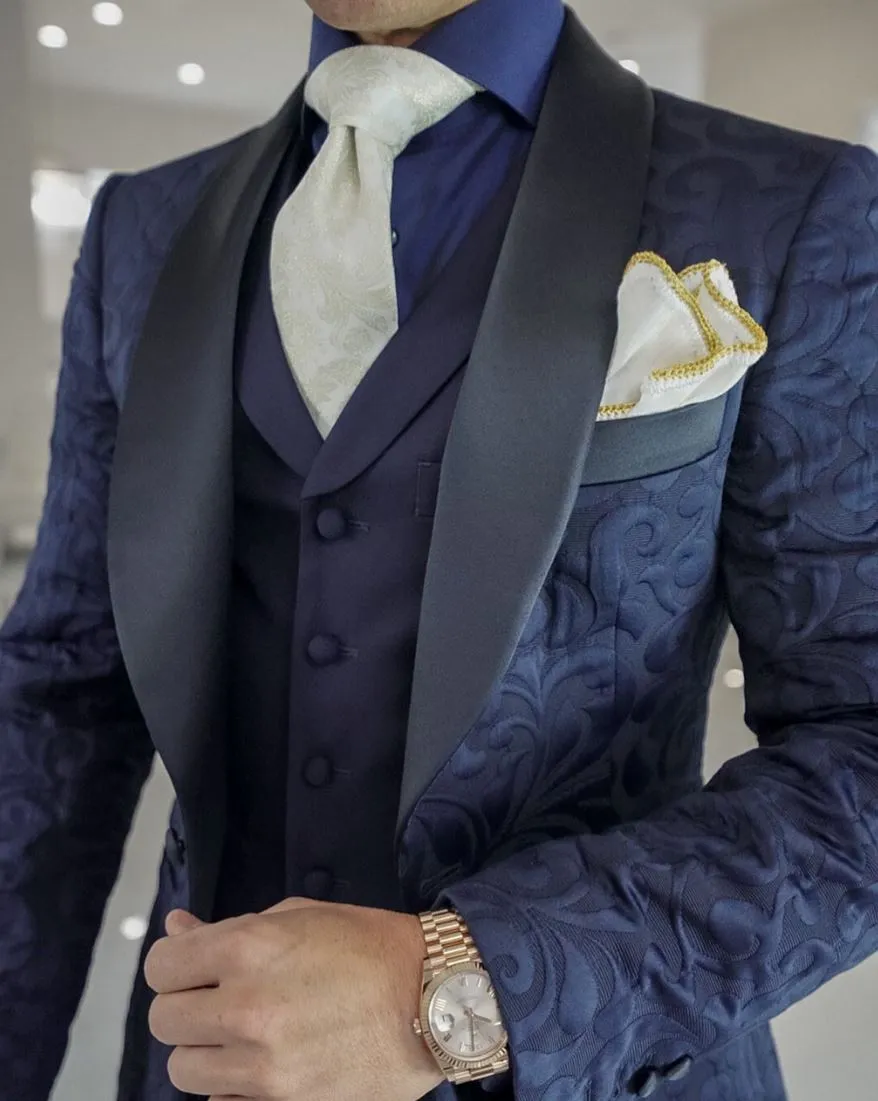 Navy Blue Paisley Dinner Jacket